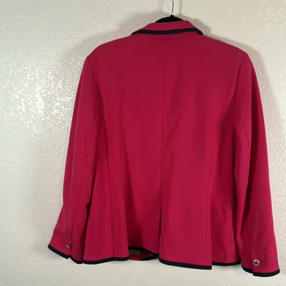 Talbots Pink & Navy Trimmed Aberdeen Blazer Size 16 Preppy Career Wear - Picture 5 of 7